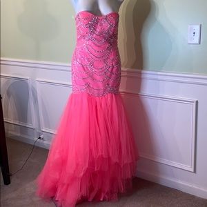 sequin and  Sparkle glitz pageant pink Tull gown dress 10